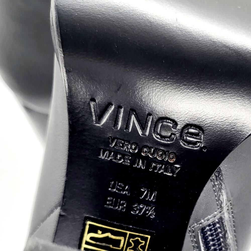 Vince Overton Graphite Gray Leather Block Heel Ankle Boots Women's Size 7 - Picture 8 of 13